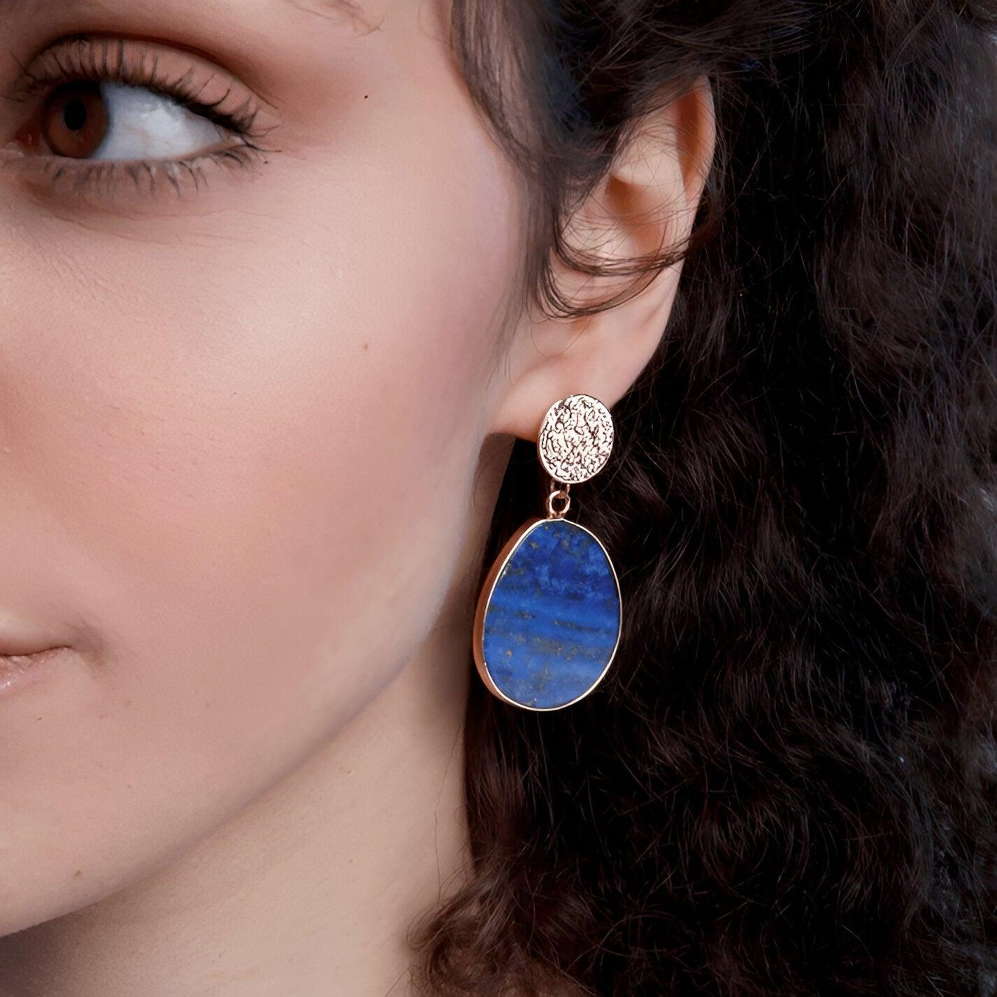 Althea - Luxe Oorbellen met Lapis en Tijgeroog