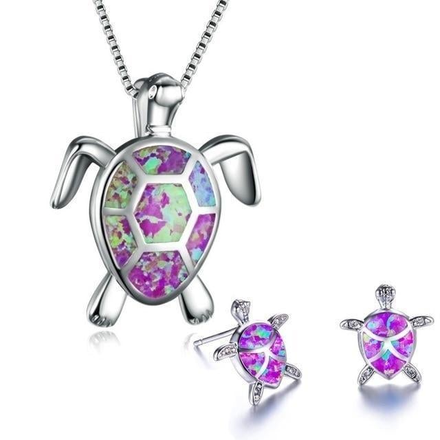 Mila's Ocean Dream Turtle Jewelry Set: Enchanting Necklace and Earring Duo