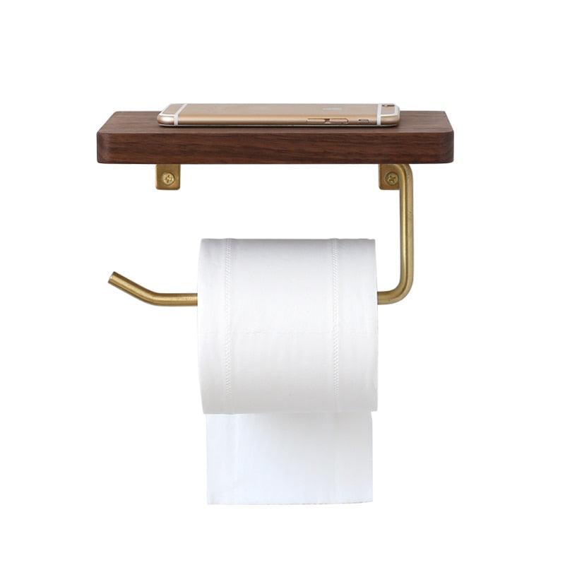 WoodNest - Stijlvolle Houten Toiletrolhouder met Opbergruimte