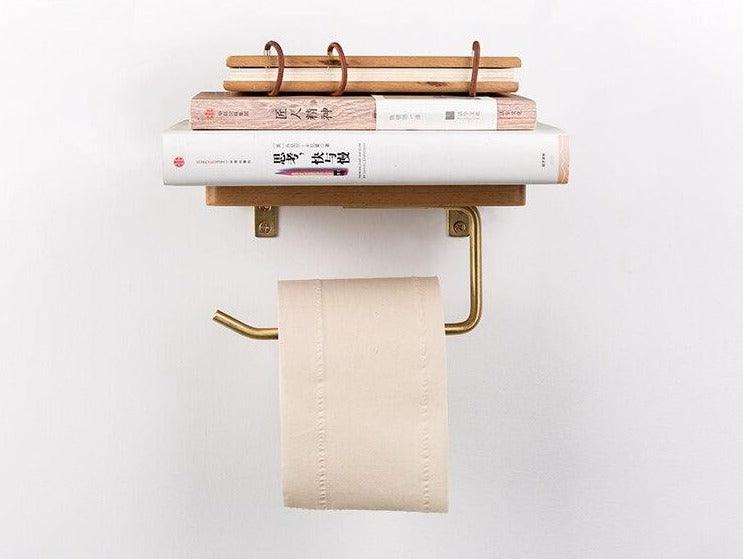WoodNest - Stijlvolle Houten Toiletrolhouder met Opbergruimte