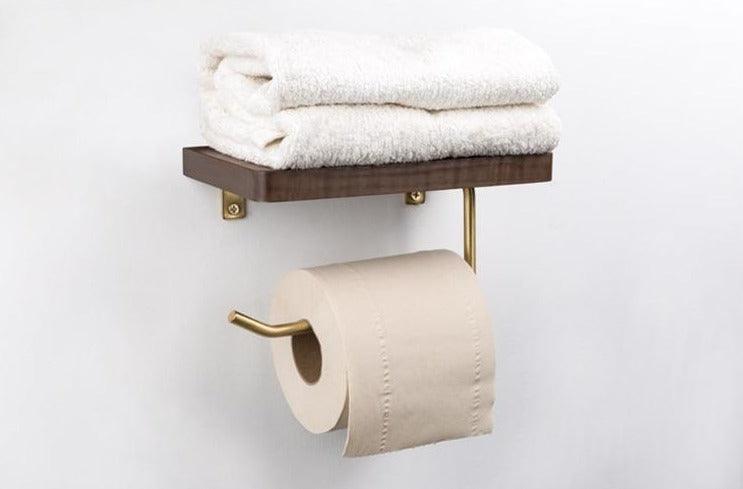 WoodNest - Stijlvolle Houten Toiletrolhouder met Opbergruimte