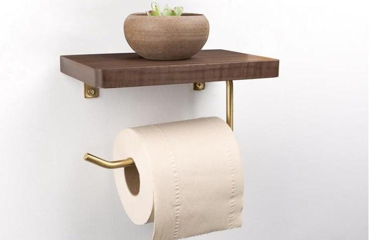 WoodNest - Stijlvolle Houten Toiletrolhouder met Opbergruimte