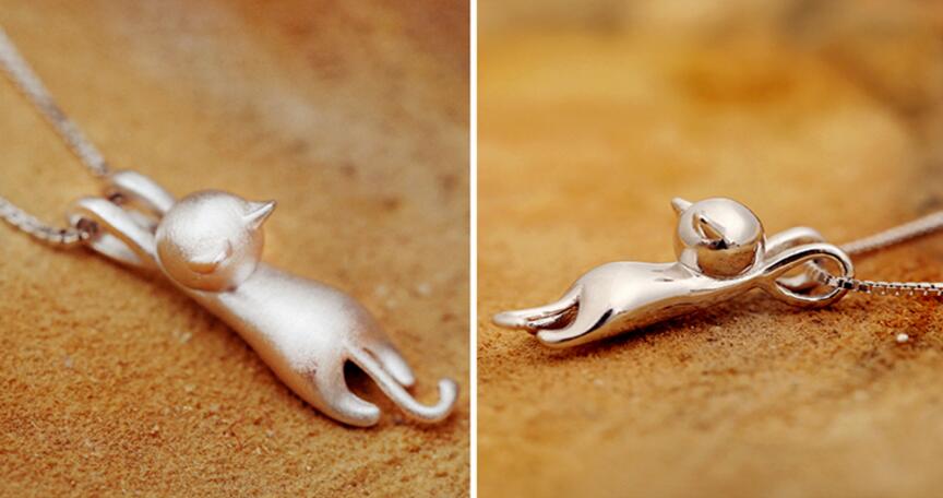 Speelse Zilveren Kat Halsketting - Miyu