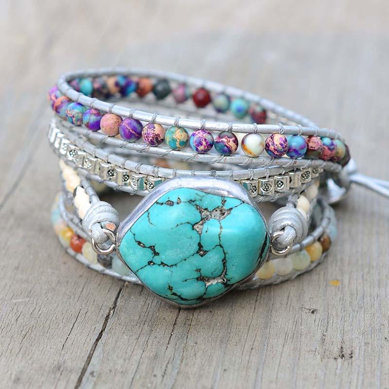 Selina Armband - Turkooise Wikkelarmband voor Heling & Bescherming