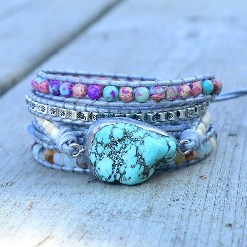 Selina Armband - Turkooise Wikkelarmband voor Heling & Bescherming