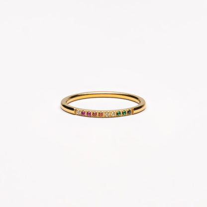 Stijlvolle Gouden Ring met Kleurrijke Edelstenen - Solene