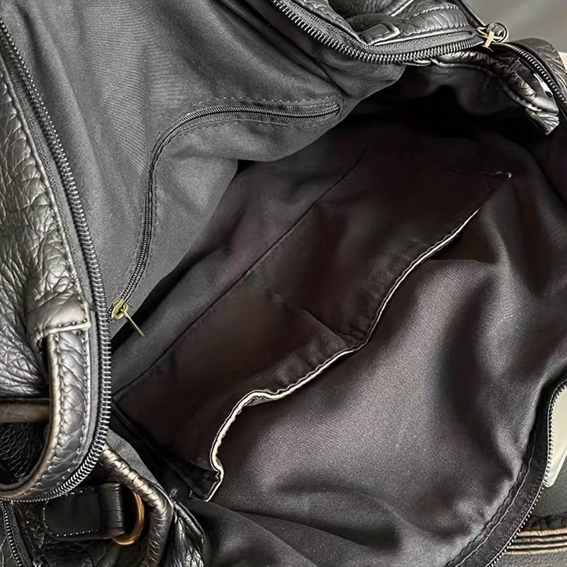 NoirClass - Elegante Zwarte Lederen Handtas
