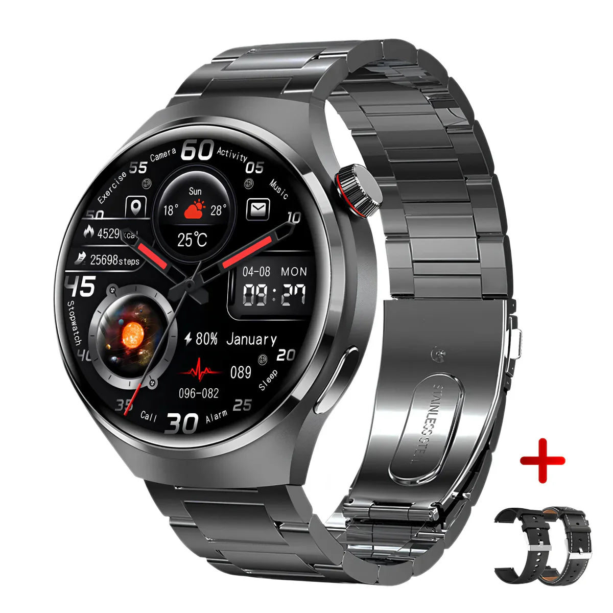 EliteXplorer Watch - Stijlvolle Smartwatch met Gezondheidsfuncties