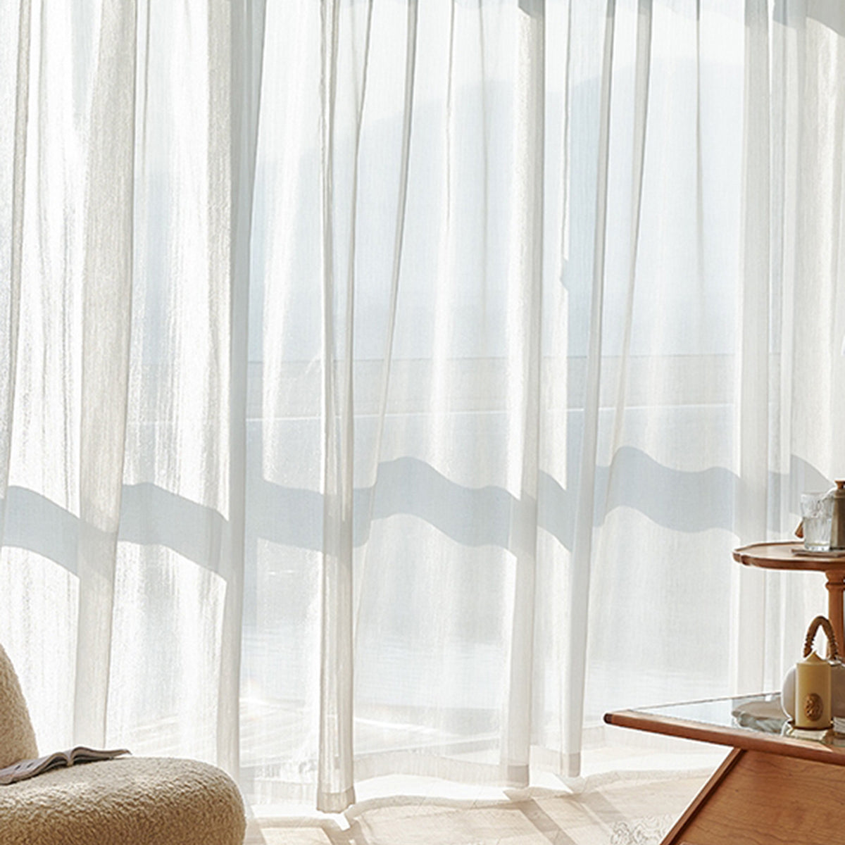 WeaveGlam Curtains - Elegante Transparante Woven Gordijnen voor Moderne Interieurs