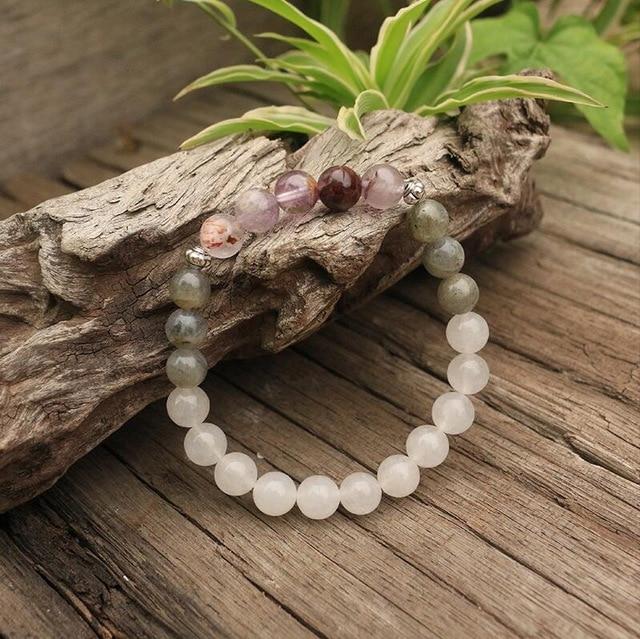 Seraphine Mala – Labradoriet, Jade & Amethist Edelstenen