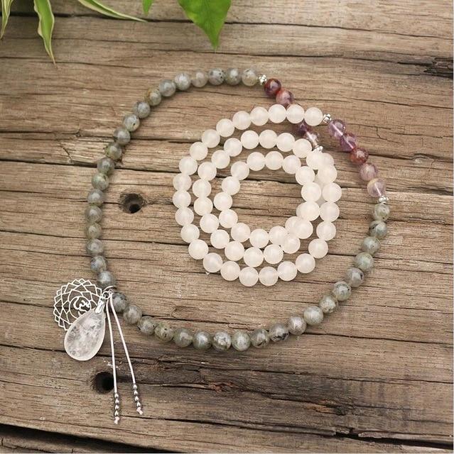 Seraphine Mala – Labradoriet, Jade & Amethist Edelstenen