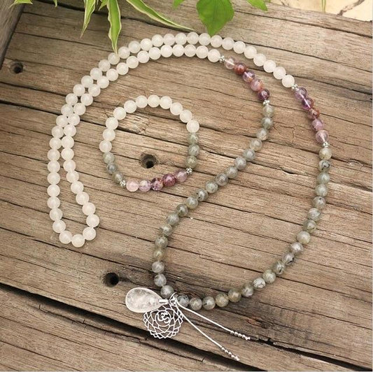 Seraphine Mala – Labradoriet, Jade & Amethist Edelstenen