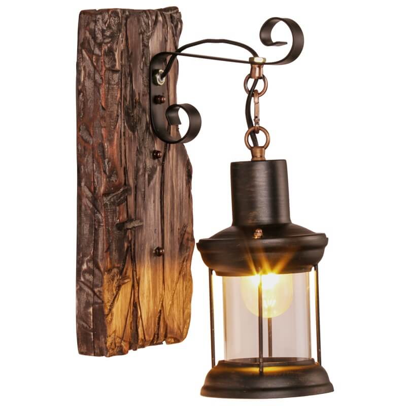 Veritas - Wandlamp inclusief Houten Sokkel en Glasdesign