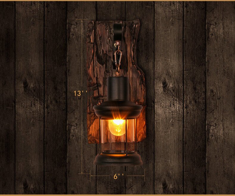 Veritas - Wandlamp inclusief Houten Sokkel en Glasdesign