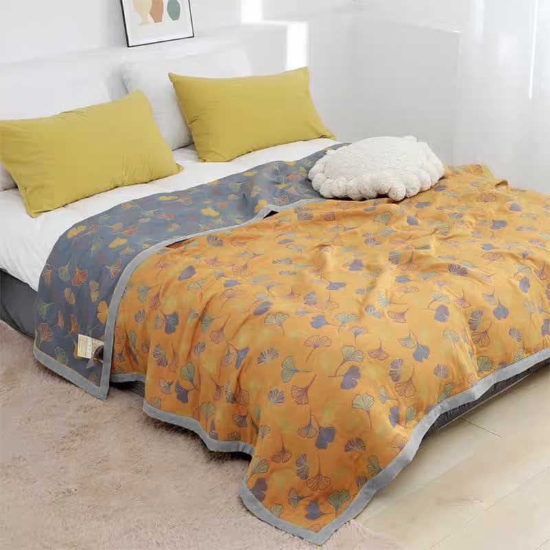 LeafElegance Blanket – Luxe Katoenen Slaapdeken