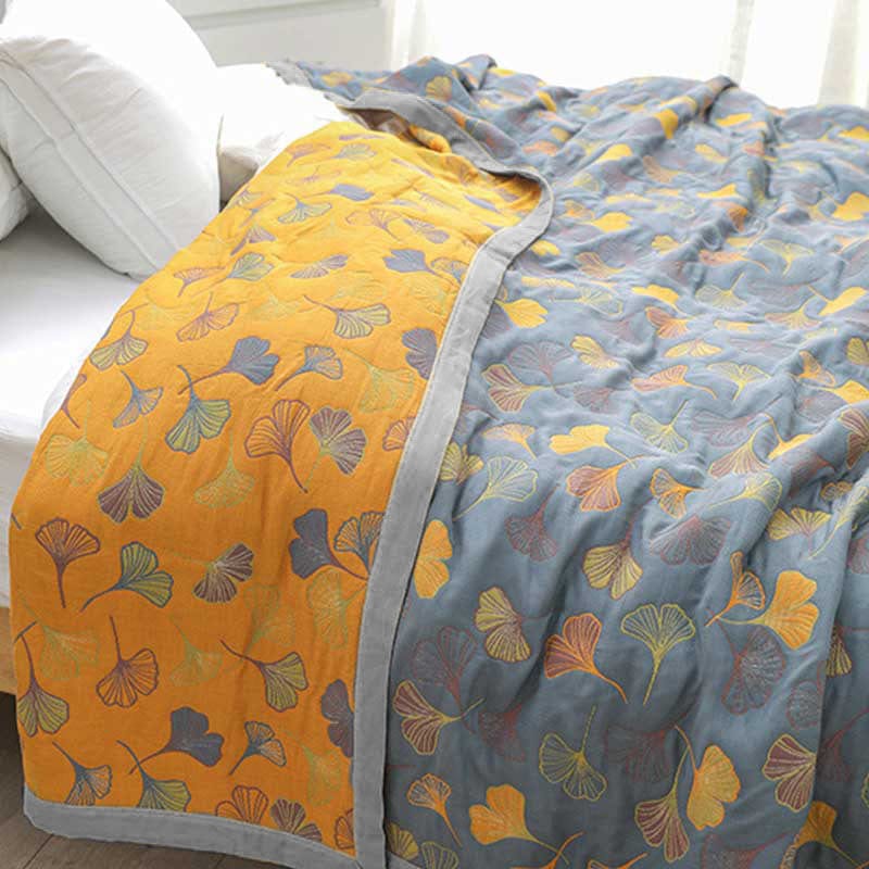 LeafElegance Blanket – Luxe Katoenen Slaapdeken
