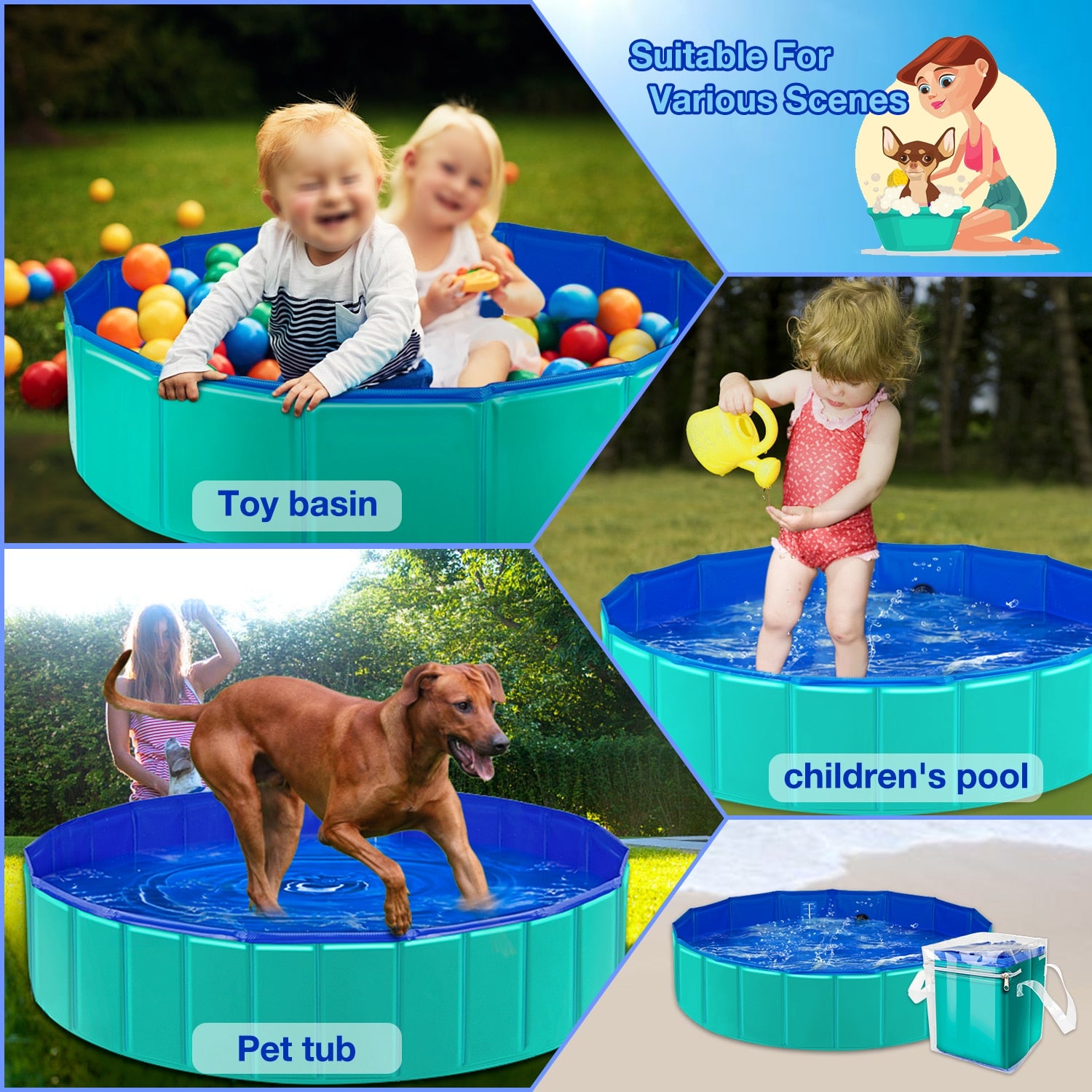 PetPool™ Opvouwbare zwembad voor dieren en kinderen - Neem de verkoeling overal mee!