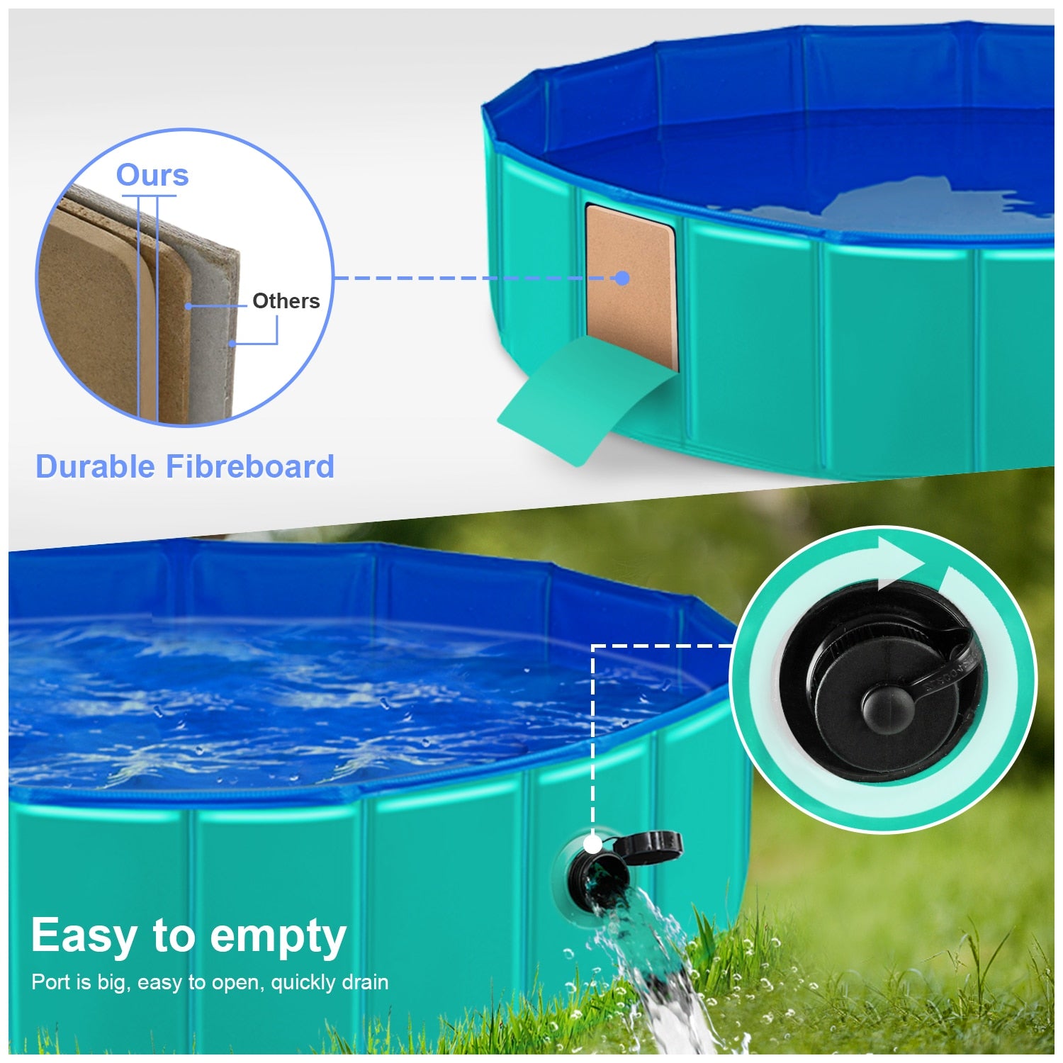 PetPool™ Opvouwbare zwembad voor dieren en kinderen - Neem de verkoeling overal mee!