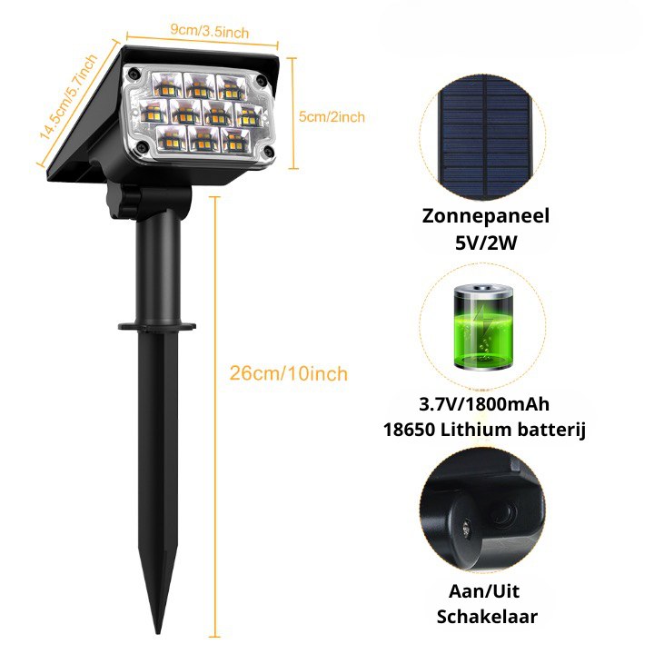 Draadloze LED Solar Tuinspots Deluxe (1 + 1 GRATIS)